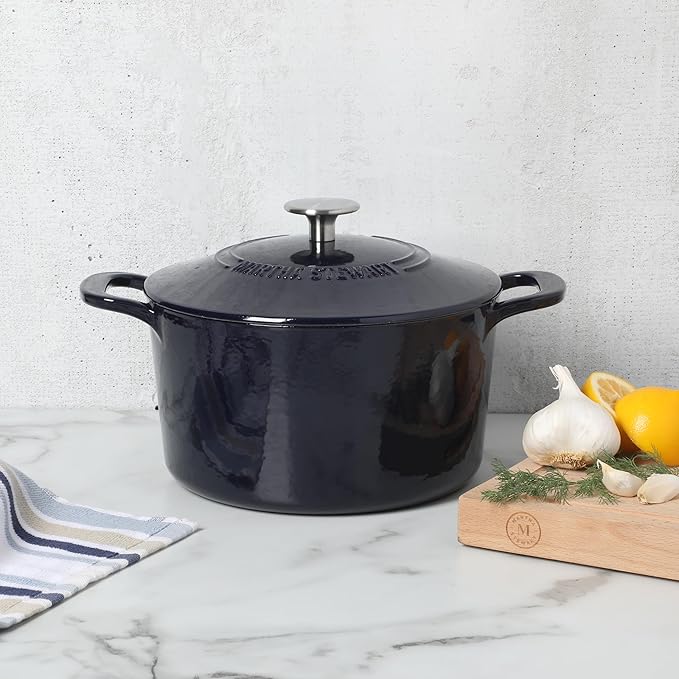 Martha Stewart Gatwick 4 Quart Enamel Cast Iron Dutch Oven - Navy Blue - Image 9