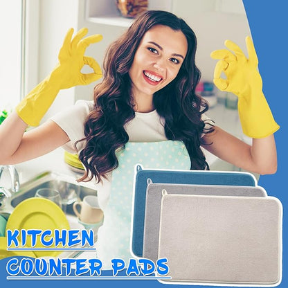 3 Pack XXL Dish Drying Mats,24×17" Absorbent Microfiber Dishes Drainer Mats,Large Size Pads for Kitchen Counter,Coffee,Rack,Under Sink(Beige,Blue,Gray) - Image 5