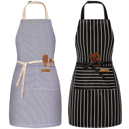 BeLuyi 2 Pack Adjustable Bib Apron with 2 Pockets Chef Cooking Kitchen Restaurant Aprons for Women Men by BELUYI