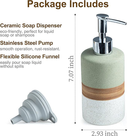 Dish Soap Dispenser for Bathroom, Hand Soap Dispenser with Stainless Steel Pump, Includes Silicone Funnel, Non-Slip Lotion Dispenser, Matte Finish, Kitchen Decor