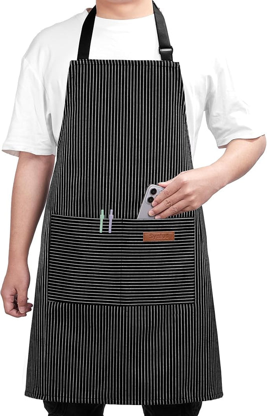 Syntus Chef Apron for Men Women Kitchen Cooking Apron with Pockets, Adjustable Bib Aprons Stain Resistant by Syntus