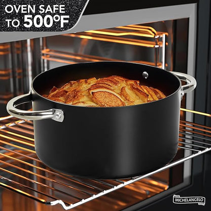 MICHELANGELO Stock Pot with Lid, Nonstick Cooking Pot, 6 Quart Soup Pot with Lid, Non Stick Pots with Stainless Steel Handle, Induction Compatible, Black - Image 5