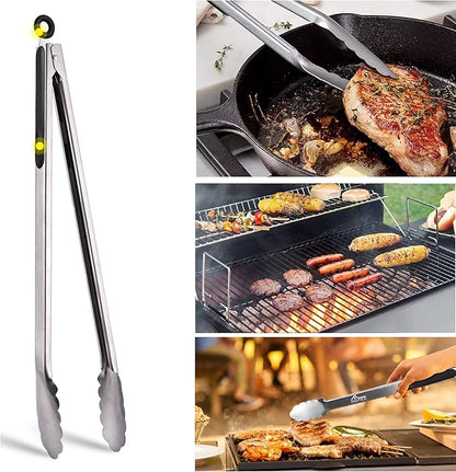 Hotec Stainless Steel Kitchen Tongs, 16 Inch Extra Long Locking Metal Food Tongs for Cooking, Serving, BBQ, Grill Non-Slip Grip - Image 6