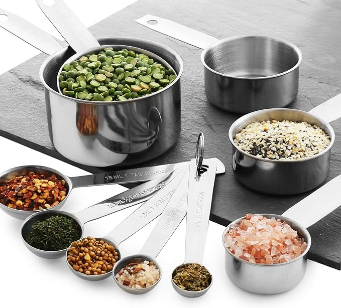 Stainless Steel Measuring Cups And Measuring Spoons 10-Piece Set, 5 Cups And 5 Spoons - Image 4