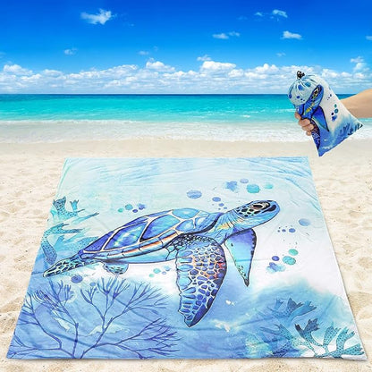 HIHOHO Beach Blanket Waterproof Sandproof Extra Large Beach Mat 79" X 83"/120"x108"for 1-8 Adults Quick Drying Durable Outdoor Picnic Mat for Beach Travel Camping Hiking