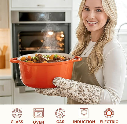 6.5 Quart Dutch Oven Pot with Lid, Non Stick Enameled Cast Iron Dutch Oven for Bread Baking, Heavy-Duty, Oven Safe Ceramic Cookware Up to 500°F for Baking, Braising, Stews, Roasting, Orange - Image 5