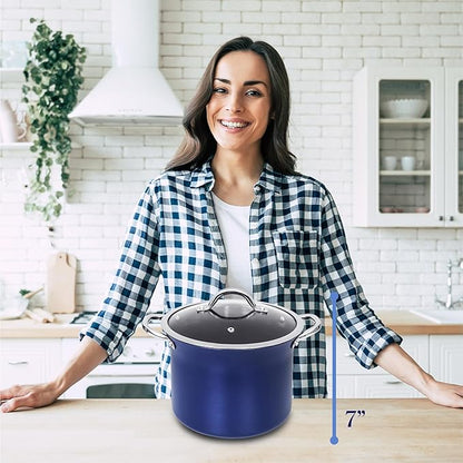 CONCORD Sapphire Nonstick 7 Quart Stock Pot Cookware Set (Induction Compatible)