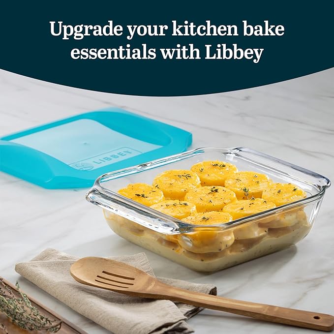 Libbey Baker’s Premium 2 Piece Glass Baking Dish Set, Stackable Casserole Dish with Lid Set, Baking Glassware for Casseroles, Lasagna, Brownies - Image 2