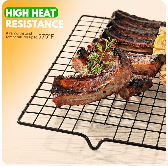 2 PCS Cooling Racks for Cooking and Baking, 14.8x10 Inches Stainless Steel Cooling Rack, Sheet Pan with Wire Rack for Baking Sheet, Bacon Rack Oven Safe Fits Jelly Roll Sheet Pan - Image 6