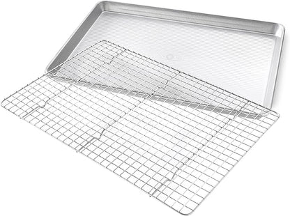 USA Pan Bakeware Half Sheet Baking Pan and Bakeable Nonstick and Cooling Rack Set, Metal - Image 2