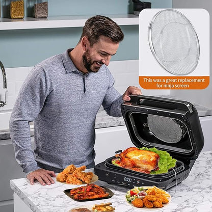 Stainless Steel Splatter Shield compatible for Ninja Foodi FG551, Reusable 6-in-1 Air Fryer Accessories, Indoor Grill Accessories, Fine Mesh Splatter Screen, Ninja Replacement Screen Splash Guard