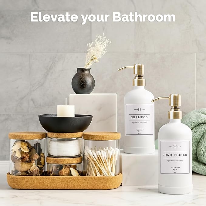 Vine Creations White Glass Soap Dispenser, 2 Pack Kitchen Soap Dispenser Set with Stainless Steel Pump, 16 oz Dish Soap and Hand Soap Dispensers for Bathroom with Waterproof Labels - Image 4