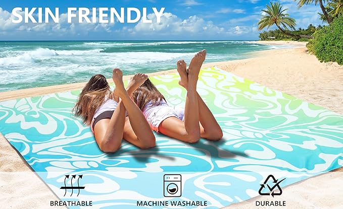WIWIGO Beach Blanket Waterproof Sandproof Beach Mat 79" X 83"/10'x9'for 2-8 Adults Quick Drying Outdoor Picnic Mat Beach Accessories for Travel, Camping, Hiking - Image 3