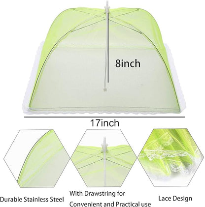 6 Pack Colored Mesh Food Cover Tents by Winknowl, Reusable and Collapsible Large 17" Pop-Up Food Net Protector Umbrella for BBQ, Picnics, Parties, Outdoor - Image 2