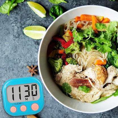 2 Pack Kitchen Timers Loud Ring Digital Timers for Cooking Magnetic Blue - Image 6