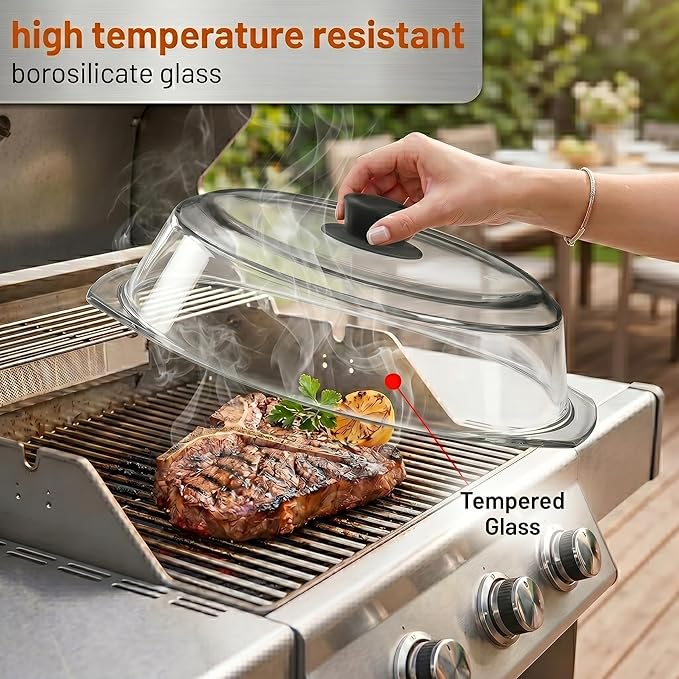 Bezrat Microwave Tall Glass Plate Cover | Splatter Guard Lid with Easy Grip Silicone Handle Knob | 100% Food Grade | BPA Free and Dishwasher Safe | 10 Inch (Black-) - Image 7