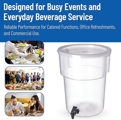 Carlisle FoodService Products Round Beverage Dispenser Drink Dispenser with Spigot for Catering, Plastic, 5 Gallons, Clear - Image 7