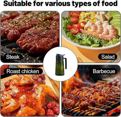2 In 1 Oil Dispenser And Oil Sprayer, 16 Oz/470 Ml Oil Dispenser For Kitchen Spray, With Fine Mist Nozzle, Suitable For Cooking, Air Fryer, Salad, Grilling(black-1)