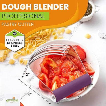 Spring Chef Large Purple Dough Blender For Baking, Heavy Duty Dough Cutter Tool, Stainless Steel Puff Pastry Cutter Tool with Sharp Blades, Dishwasher Safe Pastry Blender for Easy Mixing - Image 2