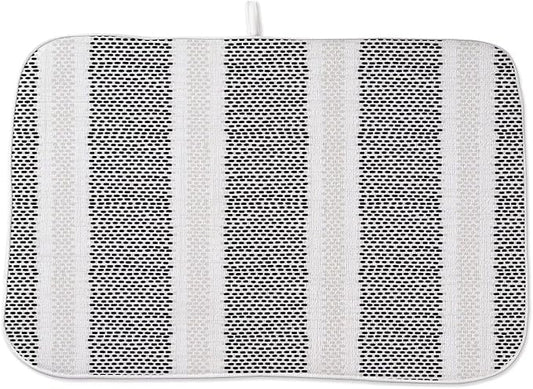 Boho Black Dish Drying Mat 18 x 24 inch Modern Geometry Polka Dot Striped Decorative Drying Mats Microfiber Absorbent Dish Washable Draining Mat for Kitchen Counter Decor