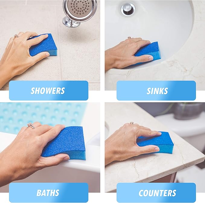 Elitra Essentials Scrubber Sponge, Non-Scratch Hydrophilic Foam Technology - Odor Resistant, Curved Grip, Dual-Sided Foam & Acrylic Grain Surface, Made in USA (Pack of 6) - Image 6