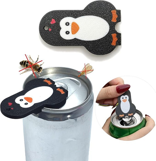 Soda Can Tab Opener Mini Soda Can Cover Easy Tab Opener and Drink Protector Cute Beverage Barricade Soda Protector for Beer,Coke,Aluminum Cans at Party,BBQ, Beach(Penguin)