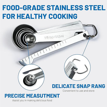 8PCS Measuring Spoons, Premium Heavy Duty Stainless Steel Measuring Spoons Cups Set, Small Tablespoon with Metric and US Measurements, Set of 8 for Measuring Dry and Liquid Ingredients - Image 3