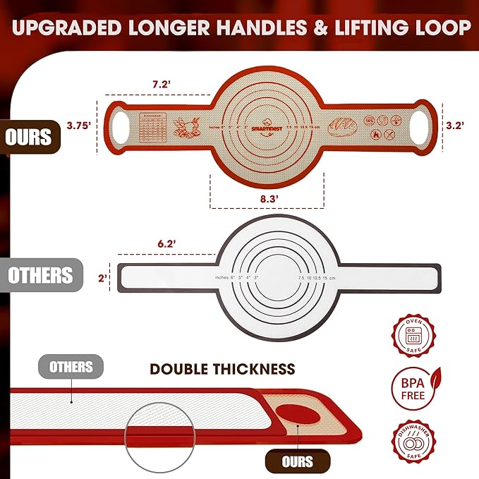 Sourdough Silicone Bread Sling for Dutch Oven, 2PCS Non-Stick Reusable Baking Mat with Long Handles, Essentials Bread Making Supplies for Dough Transfer and Loaf Pan Lifter Liner, Set 2Pcs Round - Image 4