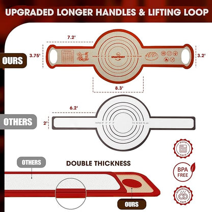 Sourdough Silicone Bread Sling for Dutch Oven, 2PCS Non-Stick Reusable Baking Mat with Long Handles, Essentials Bread Making Supplies for Dough Transfer and Loaf Pan Lifter Liner, Set 2Pcs Round - Image 4