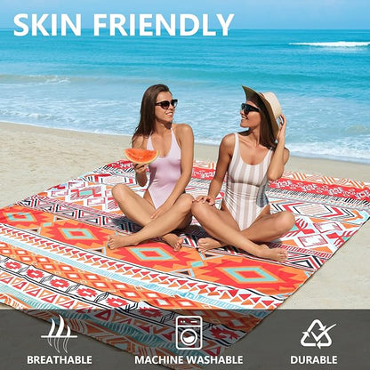 WIWIGO Beach Blanket Waterproof Sandproof Beach Mat 79" X 83"/10'x9'for 2-8 Adults Quick Drying Outdoor Picnic Mat Beach Accessories for Travel, Camping, Hiking - Image 4