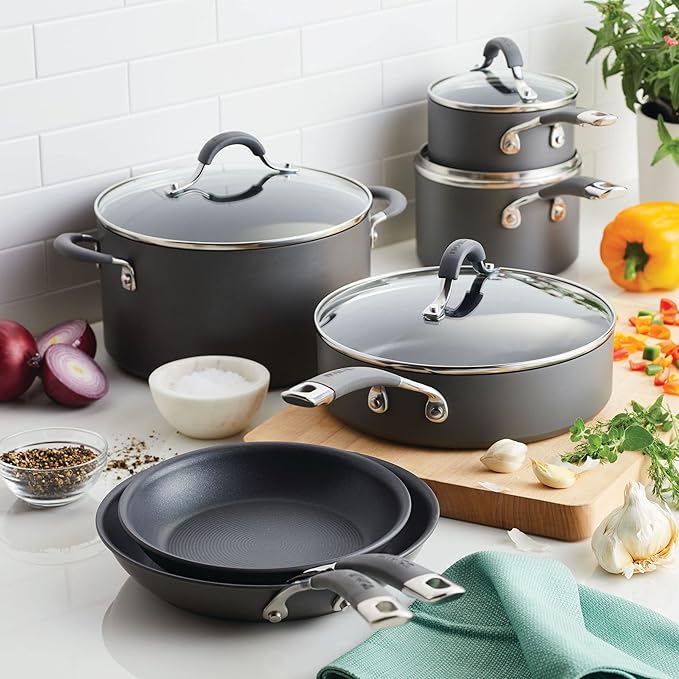 Circulon 83903 Radiance Hard Anodized Nonstick Cookware Pots and Pans Set, 10 Piece, Gray - Image 2