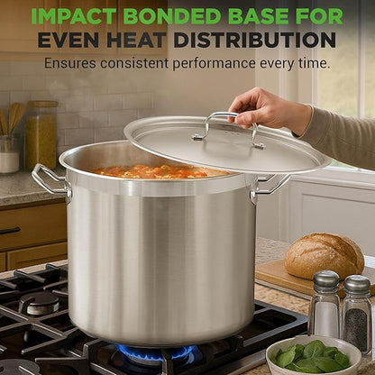 Nutrichef Stainless Steel Cookware Stockpot, 35 Quart Heavy Duty Induction Soup Pot With Stainless Steel Lid And Strong Riveted Handles, Even Heat Distribution, Compatible With Most Cooktops - Image 6