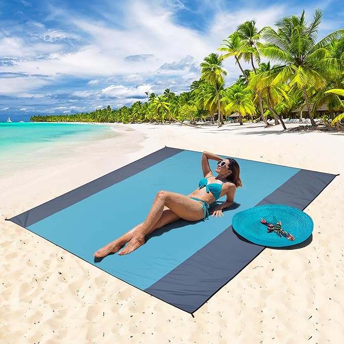 WIWIGO Beach Blanket Waterproof Sandproof Beach Mat 79" X 83"/10'x9'for 2-8 Adults Quick Drying Outdoor Picnic Mat Beach Accessories for Travel, Camping, Hiking - Image 5