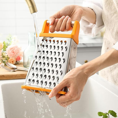 Spring Chef Handheld Stainless Steel XL Parmesan Cheese Grater with Handle - 4 Sided Manual Box Grater for Kitchen - Dishwasher Safe Cheese Shredder for Carrot, Potato, Vegetables, Hash Brown - Mango - Image 8