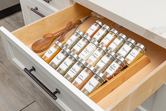 Orii 18 Jar Bamboo Compact Spice Rack with Spices Included & 5-Year Free Spice Refill Program for Countertop or Kitchen Drawer with Glass Jars - Image 6