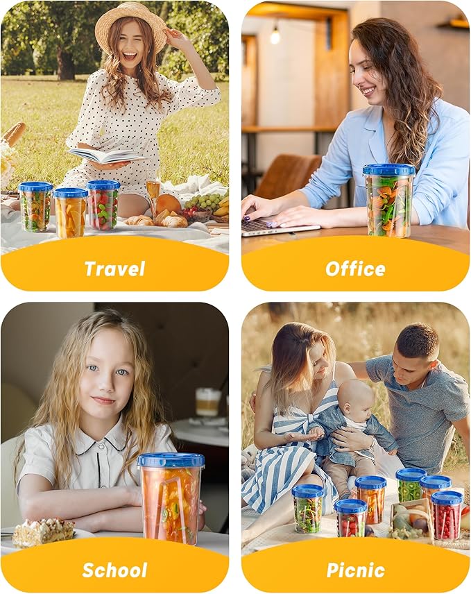 BiuLeon 12 Pack-34 oz Freezer Storage Containers, Plastic Food Storage Containers with Twist Top Lids, BPA Free and Reusable Soup Containers with Lids, Leakproof/Microwave/Dishwasher Safe - Image 8