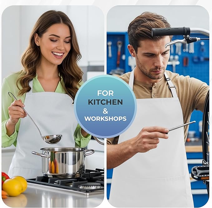 Utopia Kitchen 4 Pack Bib Apron Adjustable with 2 Pockets, Water and Oil Resistant, Cooking Kitchen Chef Apron for Women Men - Image 5