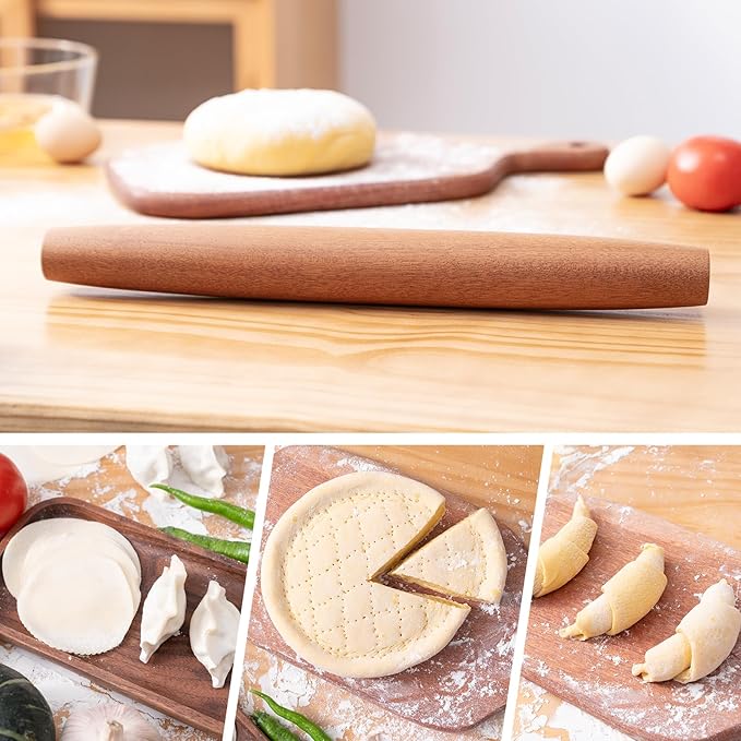 AISOSO French Rolling Pin, 15.75 Inches Wood Rolling Pins for Baking, Extra Long Classic Wooden Dough Roller for Fondant Pizza Pie Crust Cookie Pastry, Kitchen Baking Essentials, Brown - Image 6