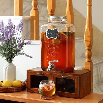 2 Gallon Glass Drink Dispenser - Stainless Steel Leakproof Spigot and Lid, Beverage Glass Drink Dispensers for Parties, Water Beverage Dispenser Liquid Laundry Detergent Dispenser - Image 6