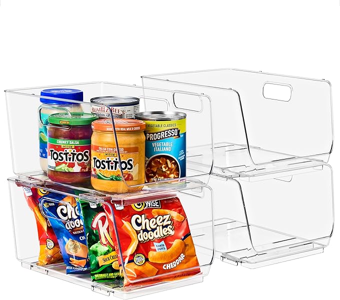 Sorbus Stackable Storage Bins Open Front - Pantry Bins for Storage and Organization for Kitchen - Clear Pantry Organizer Bins (Medium 4 Pack) - Image 7