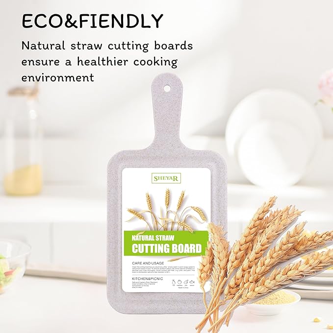 Cutting Board for Kitchen, Wheat Straw Fiber Cutting Board, Dish Washer Safe, w/Juice Grooves for Meat, Veggies,Easy Grip Handle, Non-slip Surface,Eco-friendly,Serveware Accessories(13.2‘x6.6‘)