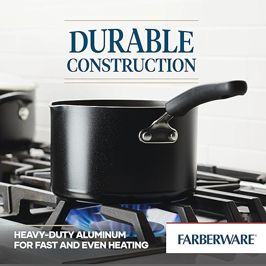 Farberware Cookstart DiamondMax Nonstick Straining Saucepan, Dishwasher Safe, 3 Quart, Black - Image 4