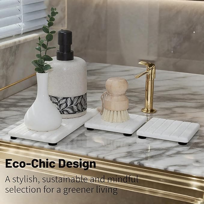 3PCS Stone Drying Tray, Stones Soap Trays, Water Absorbing Stone Tray for Sink, Fast Dry Diatomite Stones Mat, Used for Hand Soaps,Sponge,Toothbrush Holder in Bathroom Counter and Kitchen Sinks - Image 7