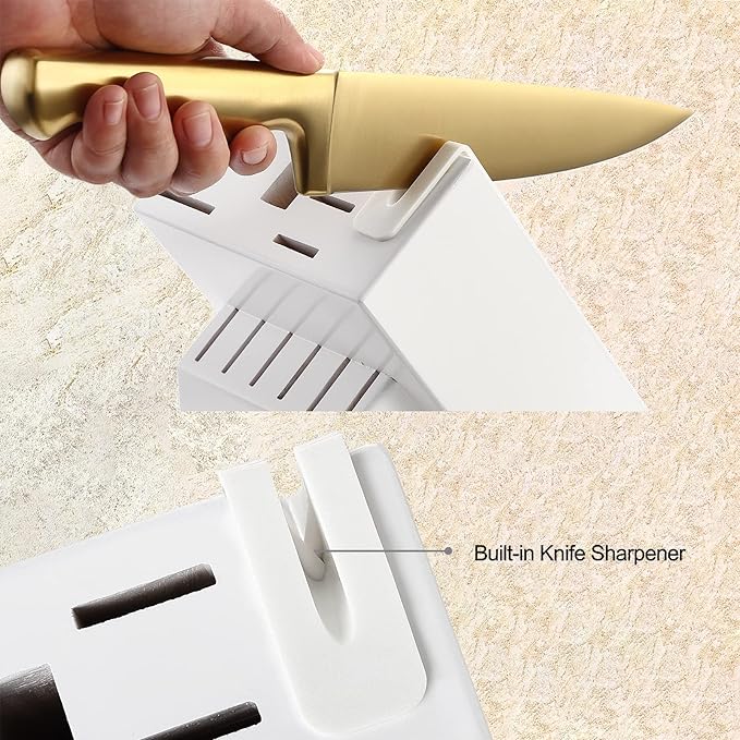 McCook® Knife Sets, Golden Titanium Stainless Steel Kitchen Knife Block Sets with Built-in Sharpener - Image 4