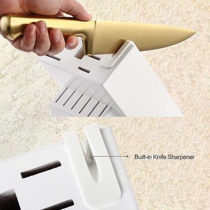 McCook® Knife Sets, Golden Titanium Stainless Steel Kitchen Knife Block Sets with Built-in Sharpener - Image 4