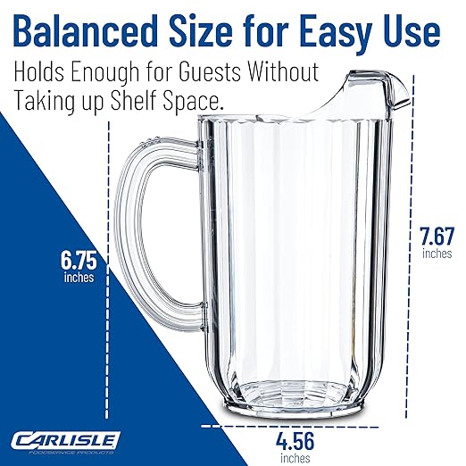 Carlisle FoodService Products 553807 Plastic Pitcher, 48 Ounces, Clear - Image 4