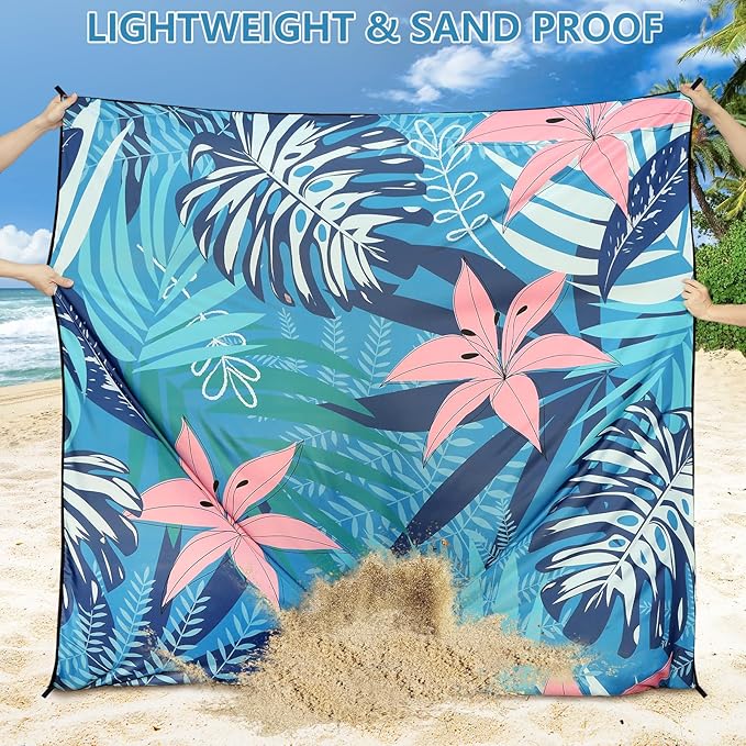 WIWIGO Beach Blanket Waterproof Sandproof Beach Mat 79" X 83"/10'x9'for 2-8 Adults Quick Drying Outdoor Picnic Mat Beach Accessories for Travel, Camping, Hiking - Image 3