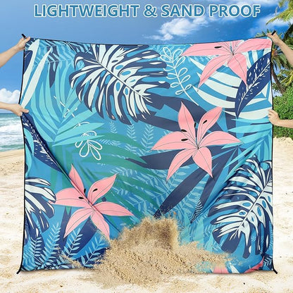 WIWIGO Beach Blanket Waterproof Sandproof Beach Mat 79" X 83"/10'x9'for 2-8 Adults Quick Drying Outdoor Picnic Mat Beach Accessories for Travel, Camping, Hiking - Image 3