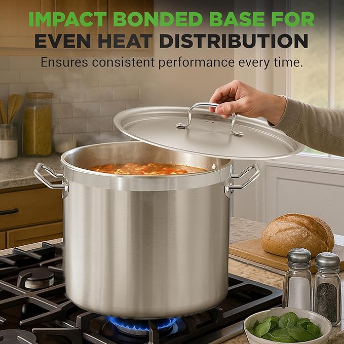 Nutrichef Stainless Steel Cookware Stockpot, 30 Quart Heavy Duty Induction Soup Pot With Stainless Steel Lid And Strong Riveted Handles, Even Heat Distribution, Compatible With Most Cooktops - Image 6
