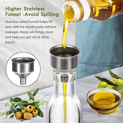 YEBODA 8oz Clear Glass Olive Oil Dispenser Bottles, and Vinegar Cruet Bottle Includes Pourers, Funnel Labels, Cooking Container for Kitchen 6 Pack - Image 5